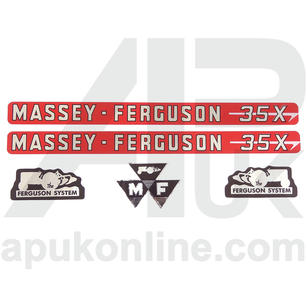 Decal Set Transfer Bonnet Hood Stickers kit 5 pcs for Massey Ferguson Tractor