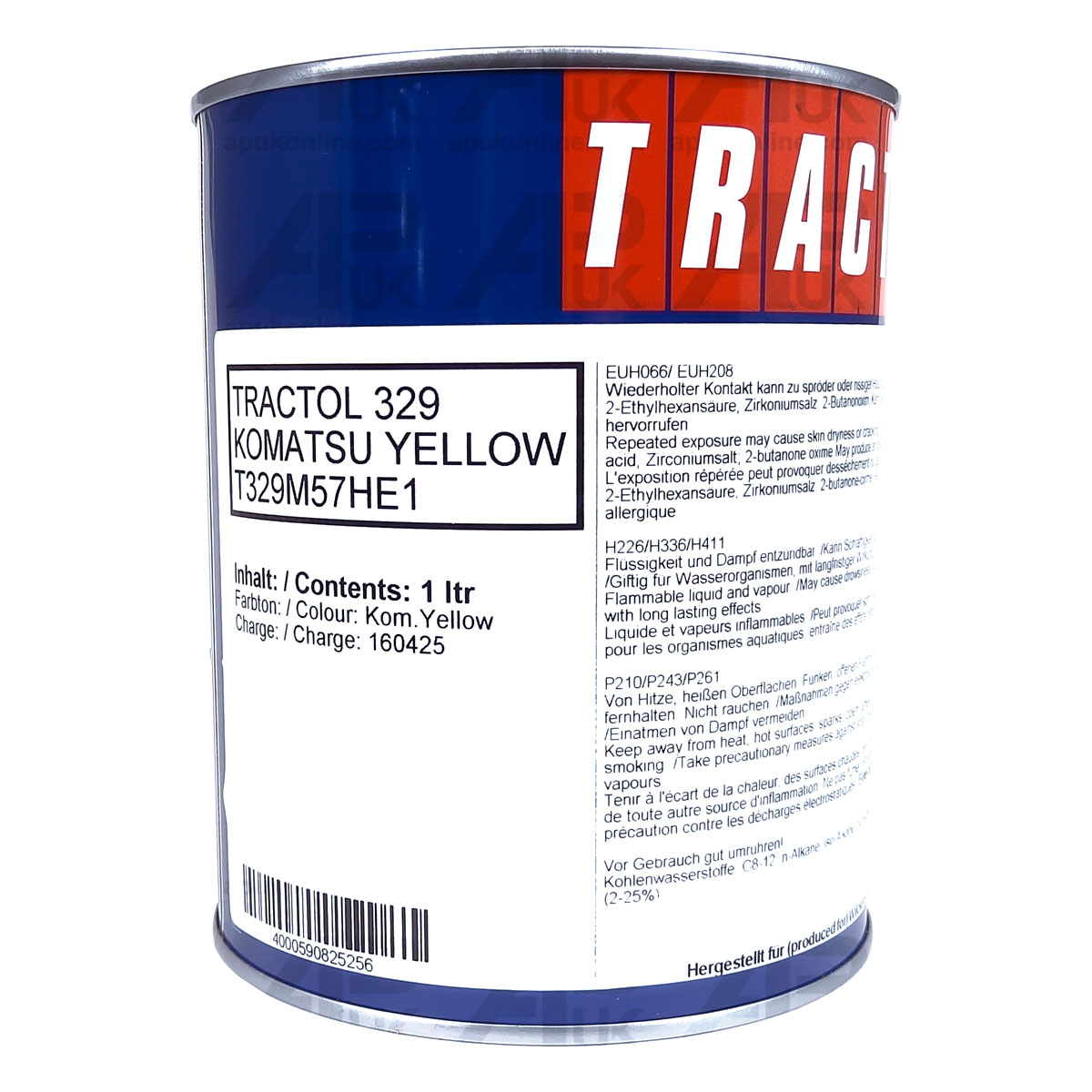 Opt 1 Yellow Enamel Paint 1 Litre Ltr Tractol for Komatsu Mini Digger Excavator