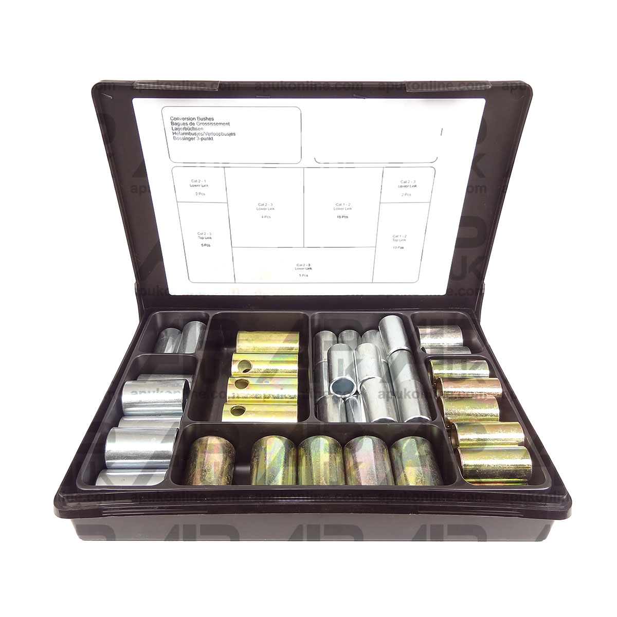 Tractor Top &amp; Lower Link Conversion Bushes Kit Cat 1 - 2/2 - 3 Linkage Bush Set