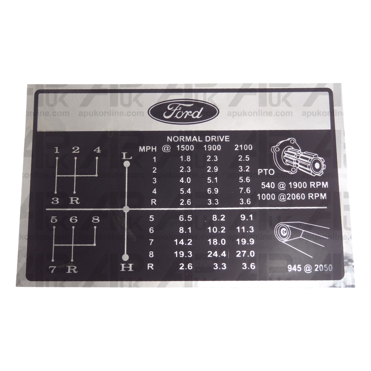 Gear Change Shift Decal Sticker for Ford 3055 3100 3110 3120 3150 3300 Tractor