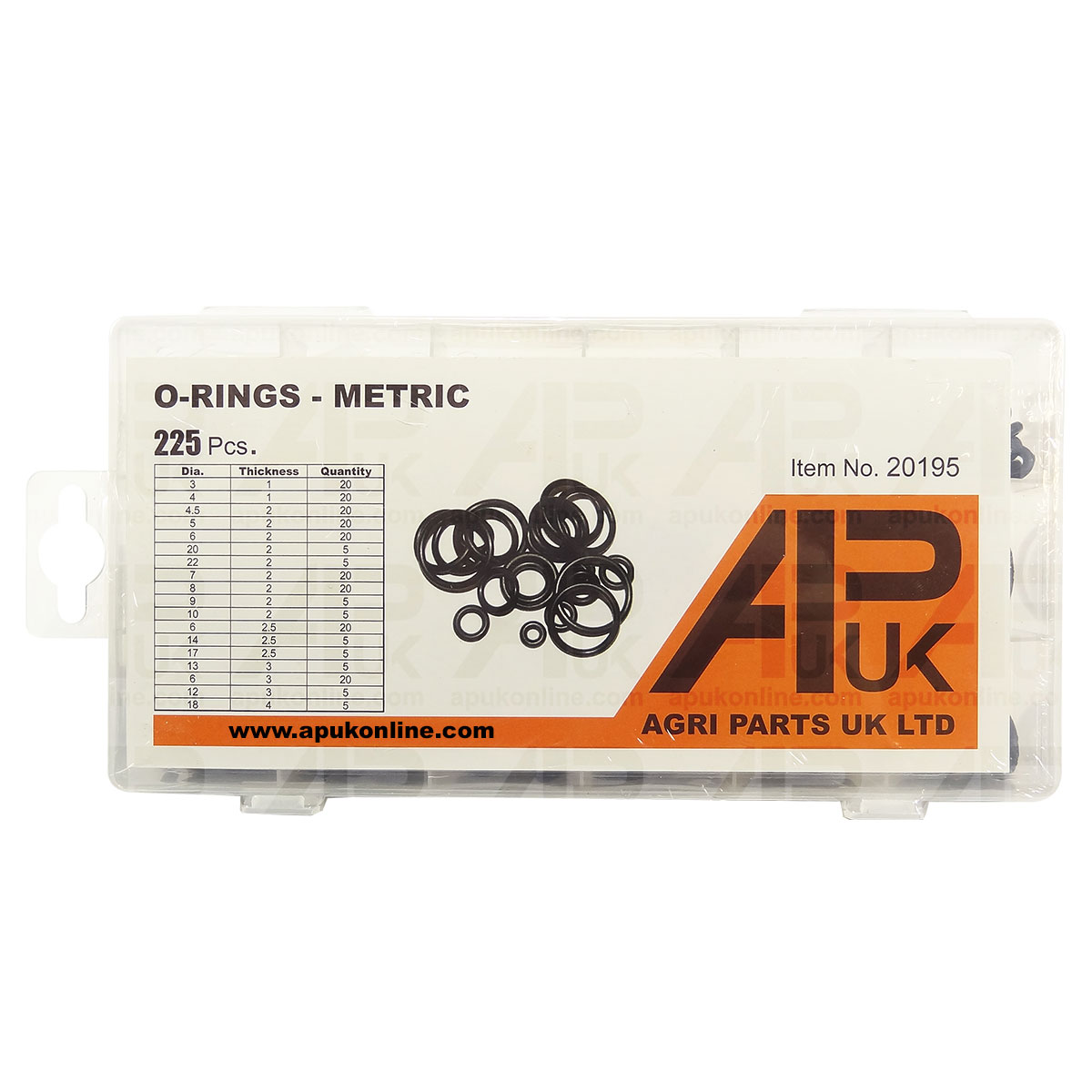 225Pc Assorted O Ring Set Rubber O-Ring Washer Seals Plumbing Tap Kit Box Pack