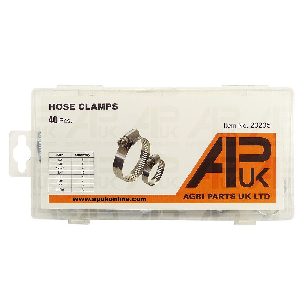 40pc Water pipe Hose clamps Jubilee clips assortment set kit box pack Wormdrive