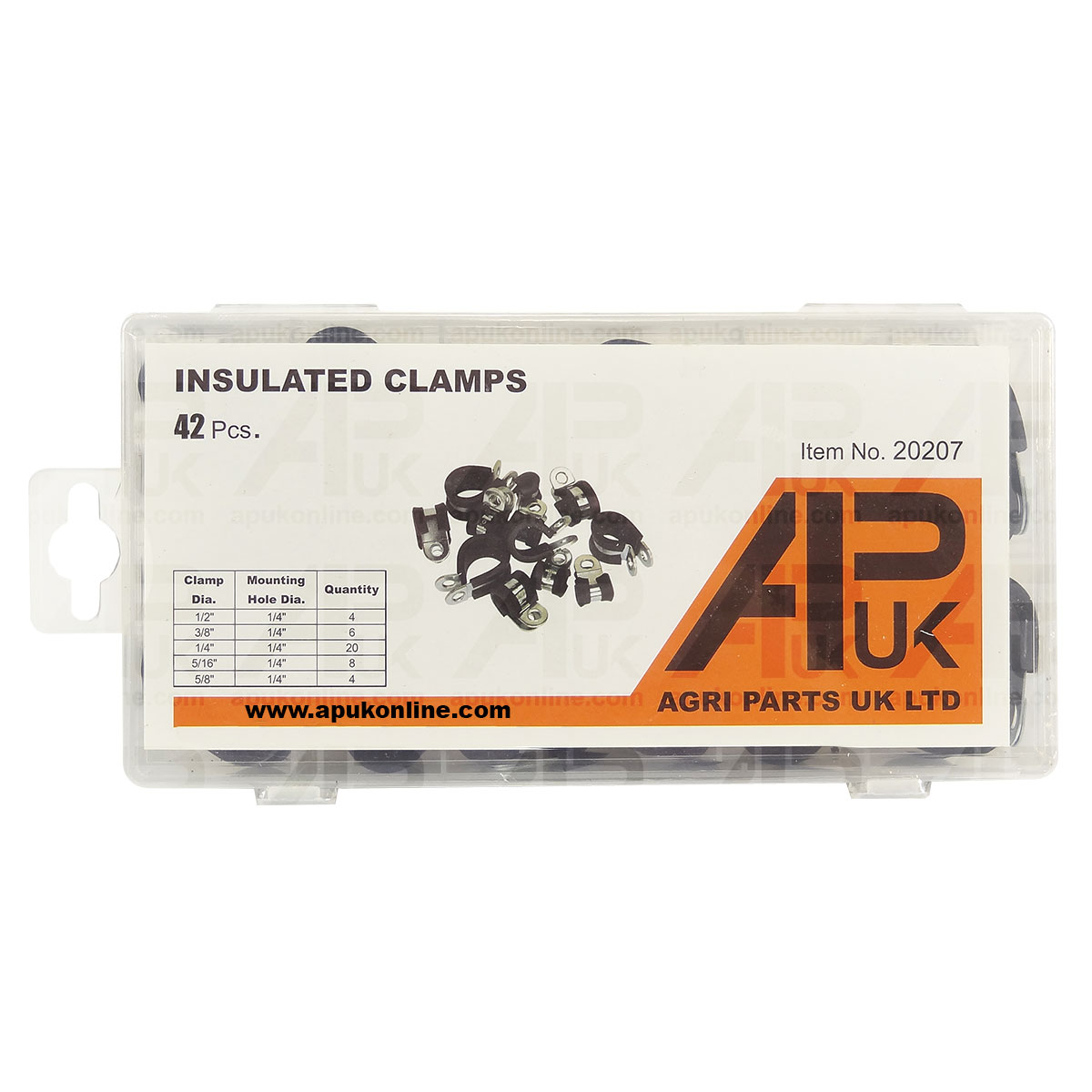 Assorted Box Pack Set of 42 Rubber Lined P Clips clamps Various sizes 6mm - 16mm