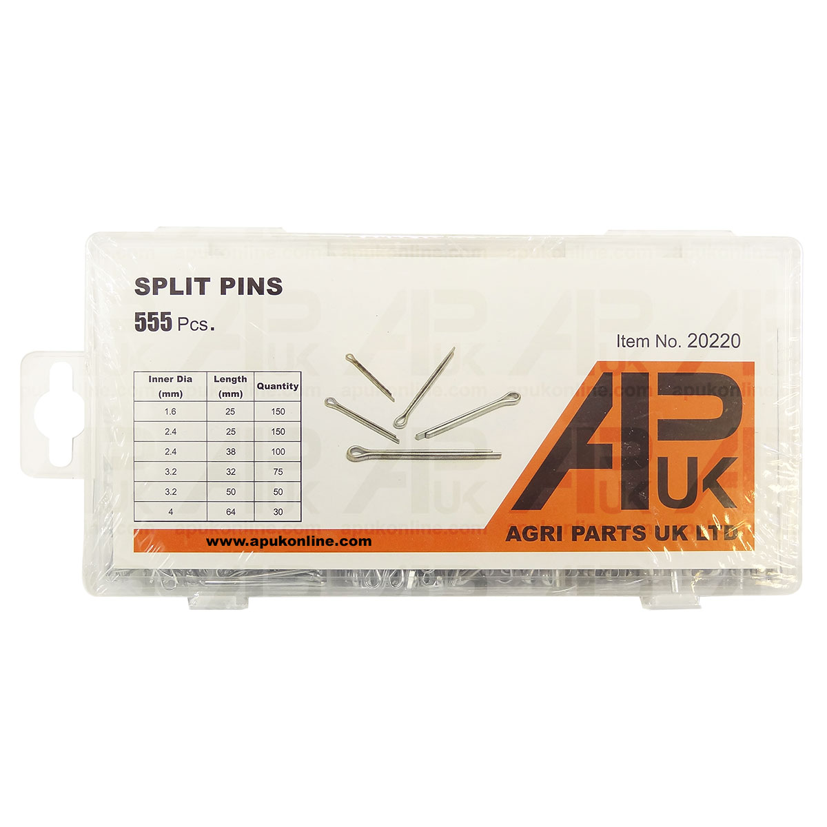 555pc Cotter Split Pin Assortment Box Pack Set In Organiser 6 Sizes 1.6 -4mm dia