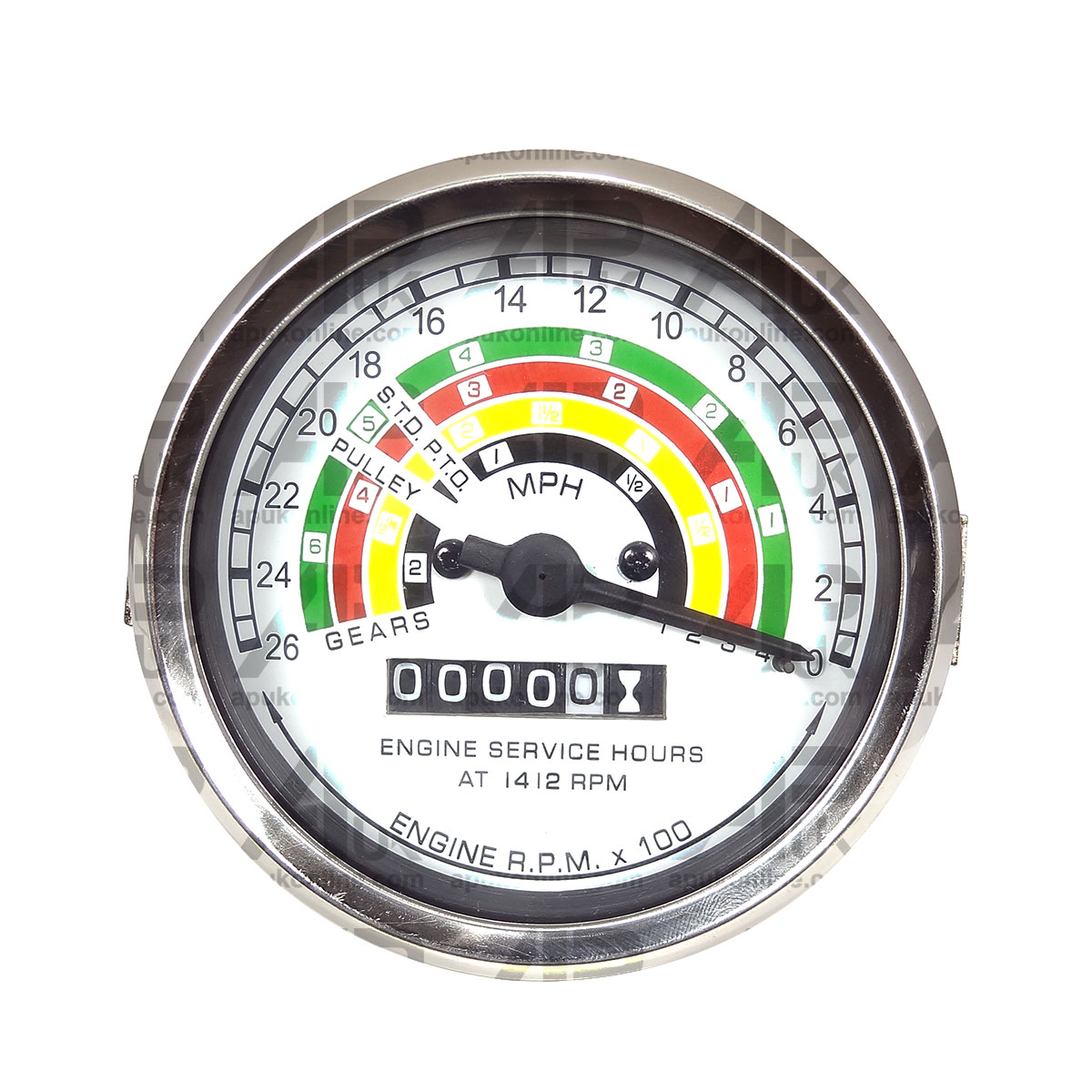 Tractormeter REV Clock Tachometer Gauge ACW for Fordson Dexta Super Tractor