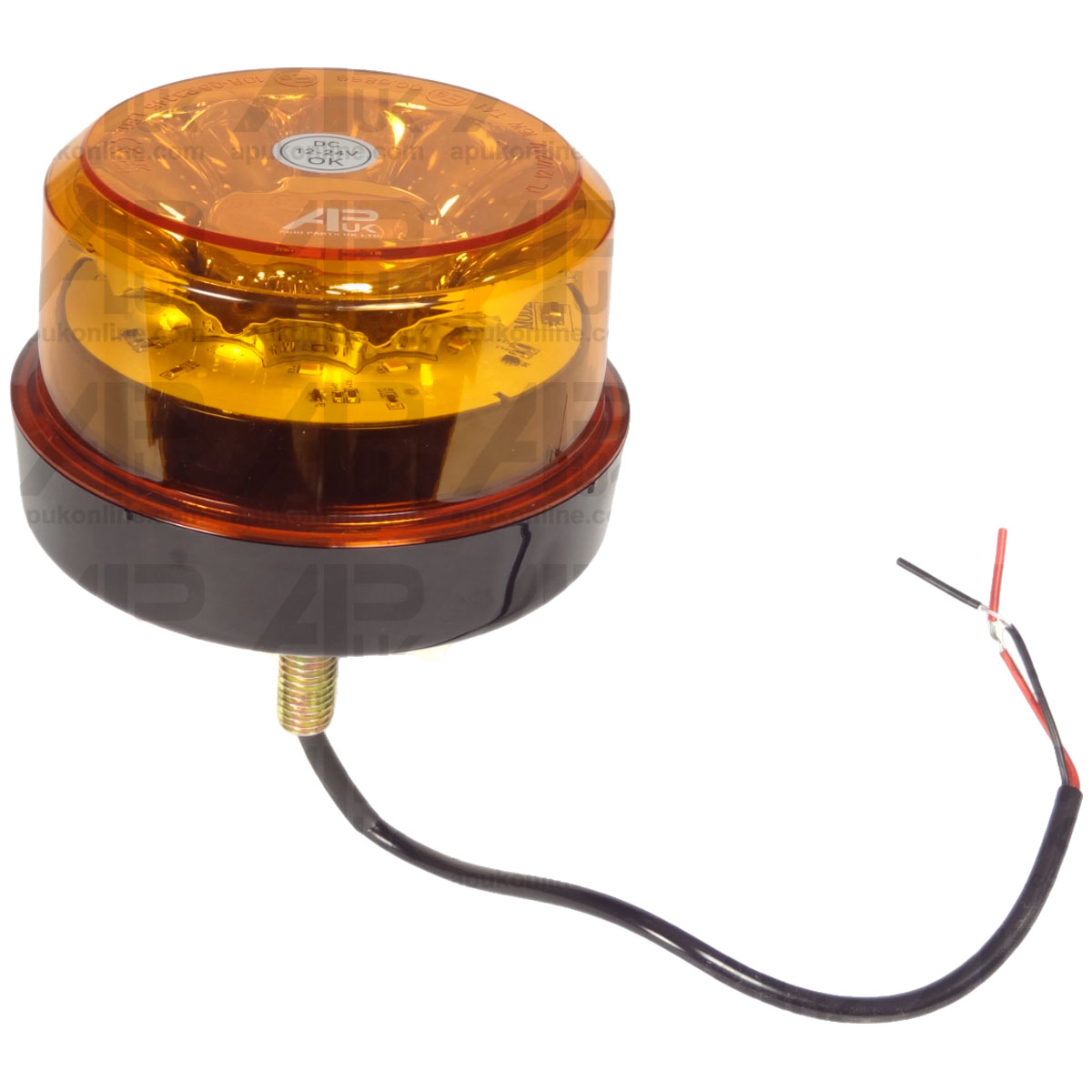 Short LED Beacon Amber Light Flat Top 12/24V Rotating Flashing Single bolt Mount