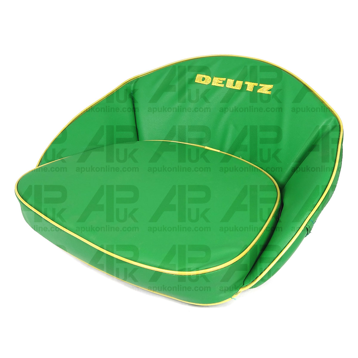 Seat Pan Cushion Light Green + Yellow Trim Piping &amp; Logo for Deutz Fahr Tractor