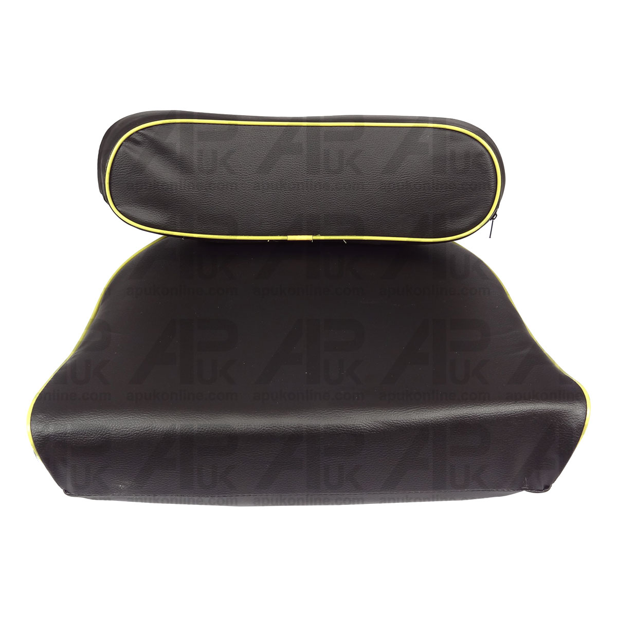 Black Seat &amp; Backrest Pan Cushion + Yellow Piping for Massey Ferguson 35 Tractor