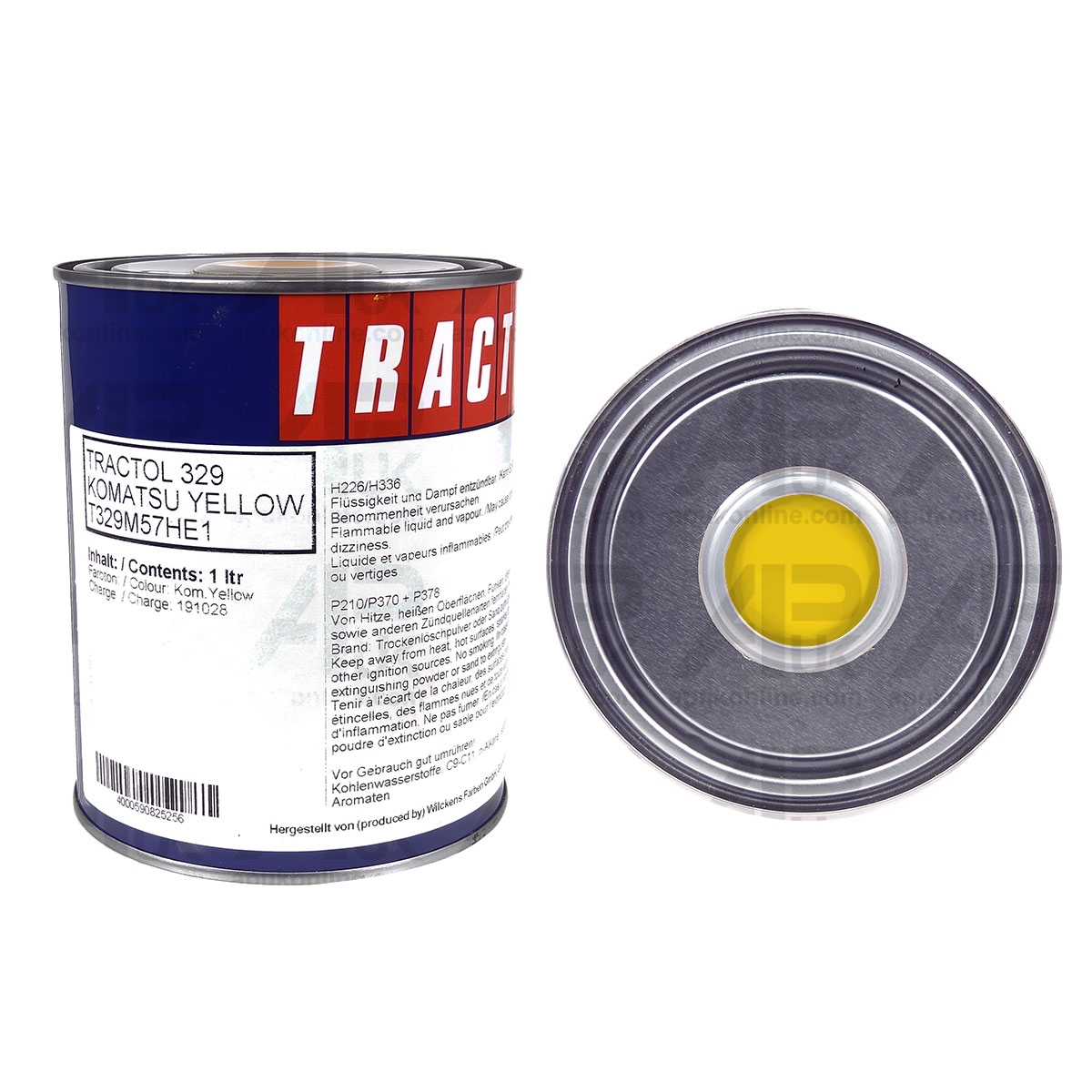 Opt 3 Yellow Enamel Paint 1 Litre Ltr Tractol for Komatsu Mini Digger Excavator