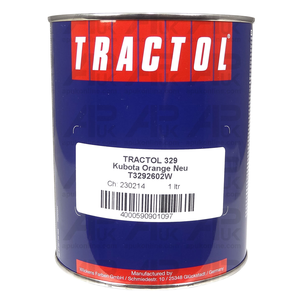 1 Litre Tractol New Orange Paint for Kubota Compact Ride on Mower Garden Tractor