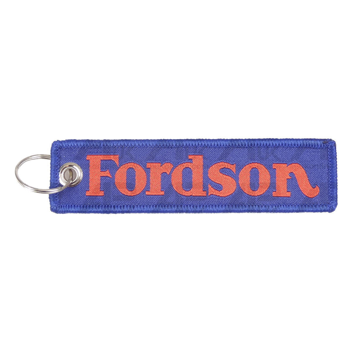 Blue &amp; Orange Flexible Ribbon Tag Fabric Woven Keyring Loop for Fordson Tractor