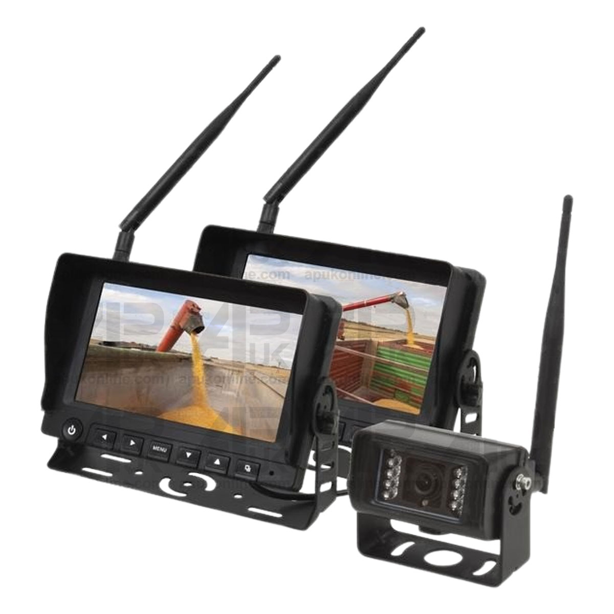 Wireless Reversing Camera System Digital 2 x 7&#039;&#039; LCD Monitor 1 Camera Tractor