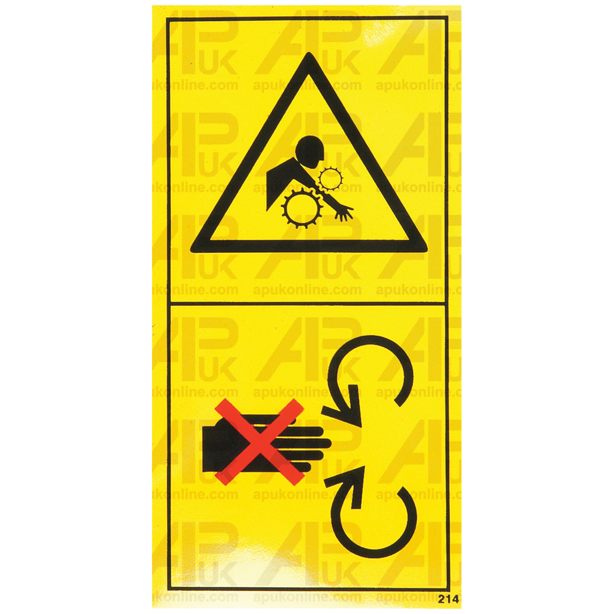 Warning Sticker Hand Arm Gear Cog Safety 214 Label Combine Harvester Machinery