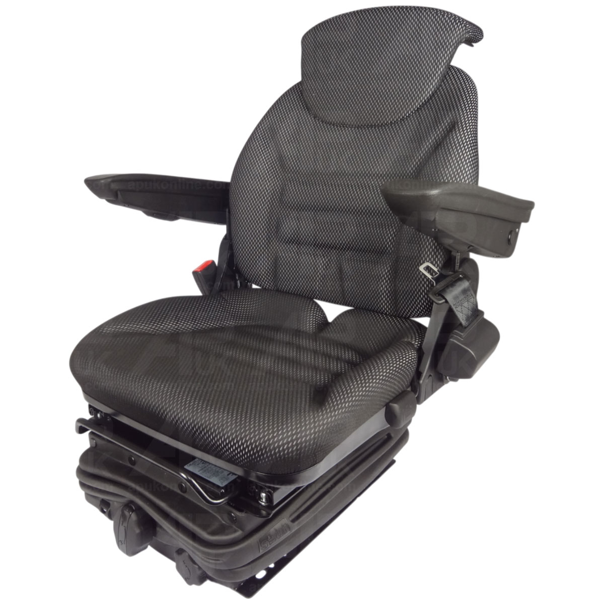 Excavator Suspension Seat Black Cloth Arm Rest Seat Belt Forklift Crane Boat