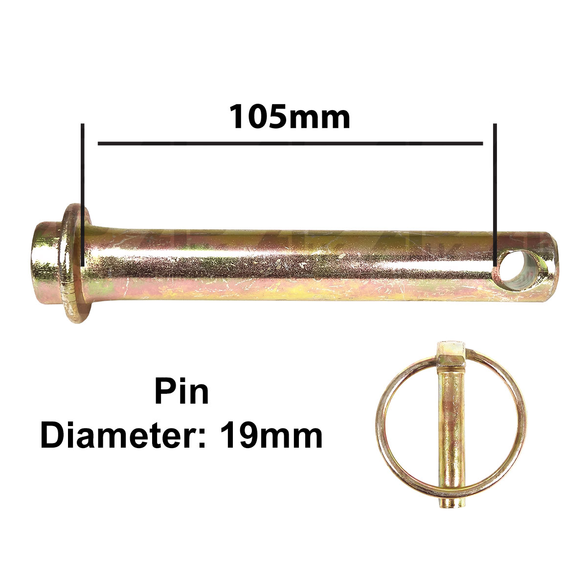 Top Link Pin &amp; Linch Linkage 19 x 105mm for Massey David Brown Cat 1 Tractor