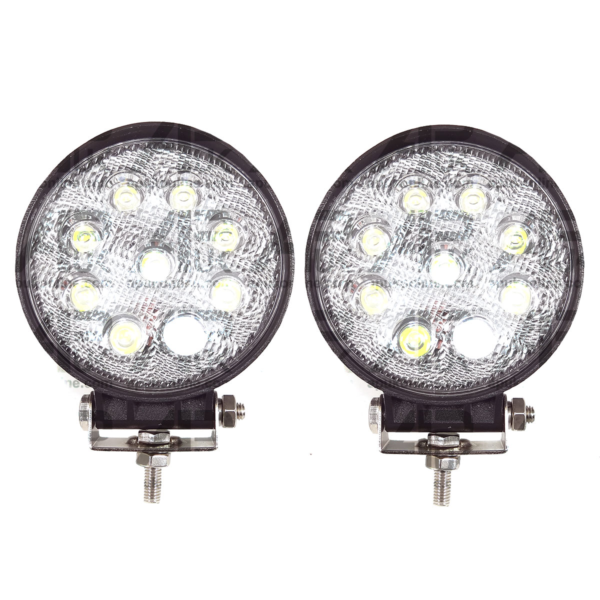 Pair 27W LED work Light Lamp 12V Flood Beam 24V Round Trailer Offroad 4X4 SUV 4W
