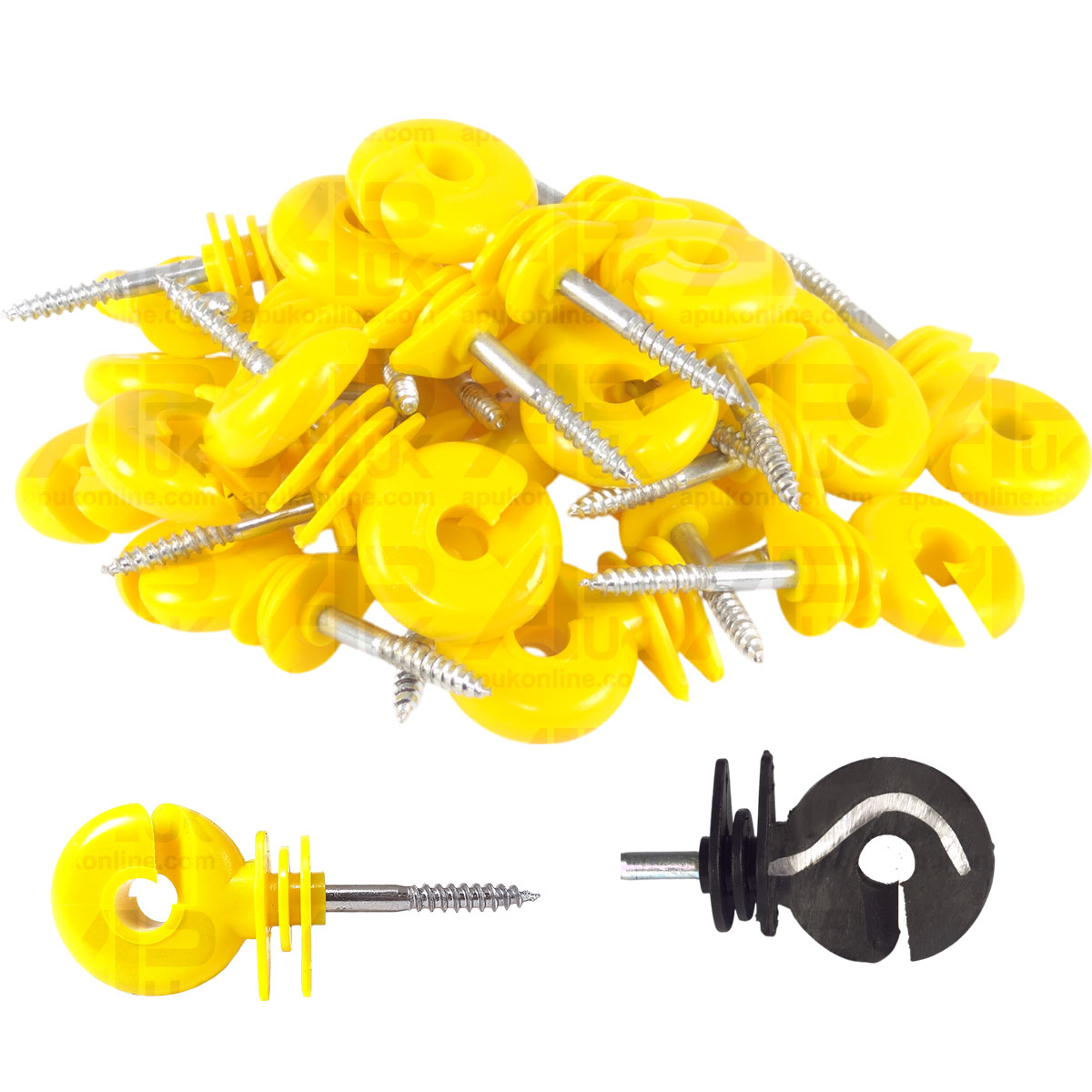 500 Yellow Screw Ring Insulators Electric Fence Post Wire Rope Fencing Polywire
