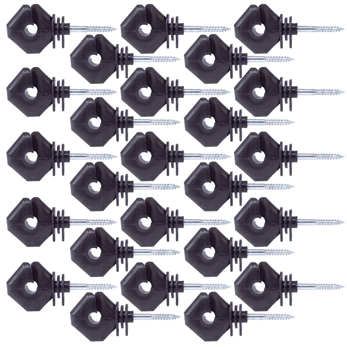 25 x Diamond Black Screw Ring Insulators Electric Fence Post Wire Rope Fencing