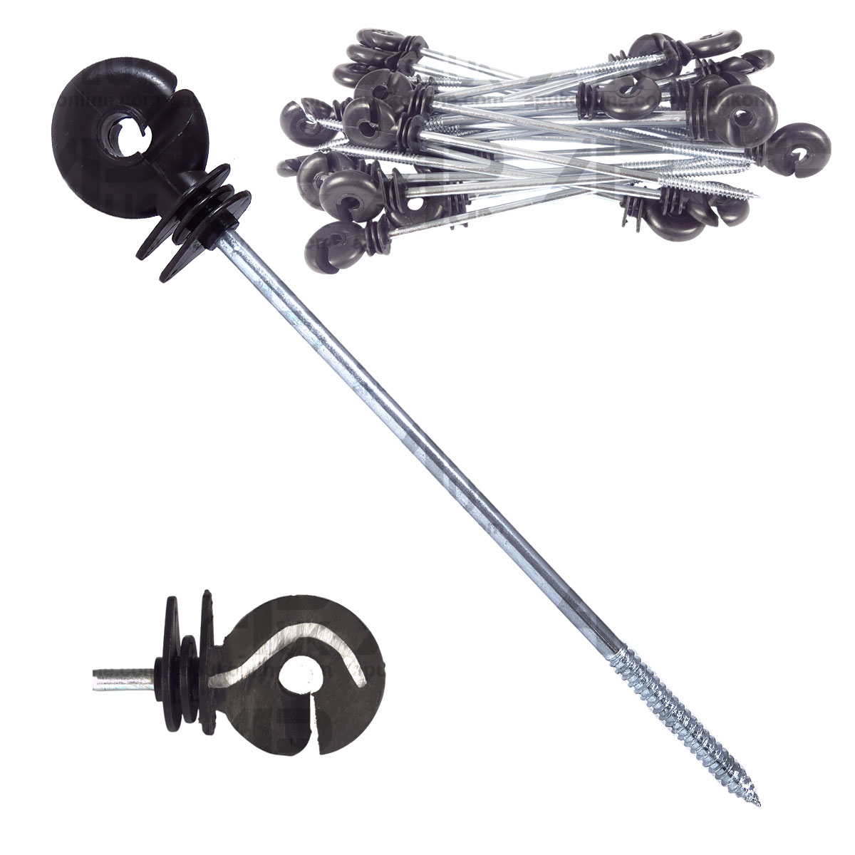 200 x Long Distance Ring Screw Insulators Electric Fence Poly wire Rope Offset