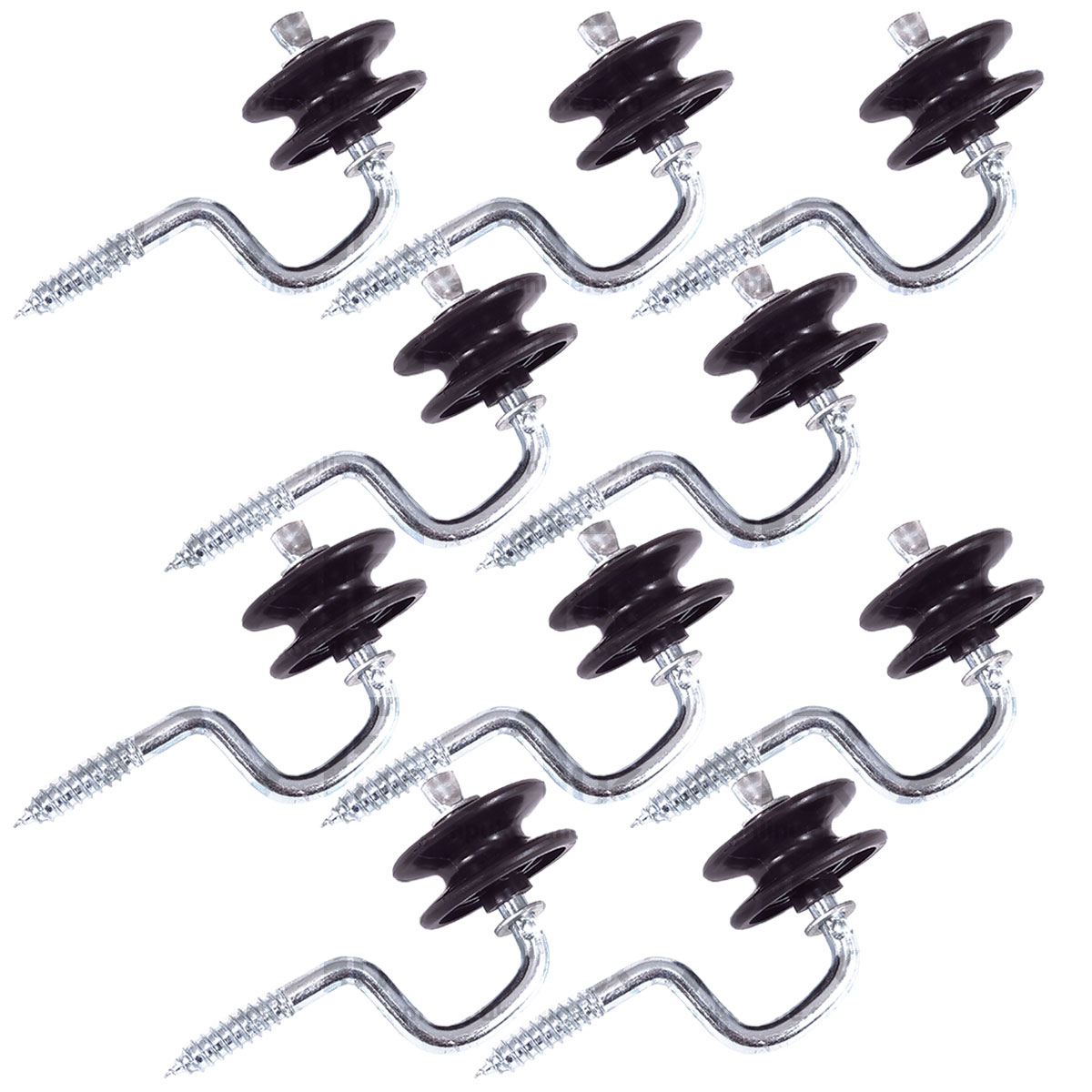 10 x  Electric Fence Roller corner Insulators Screw Poly wire Rope Fencing end