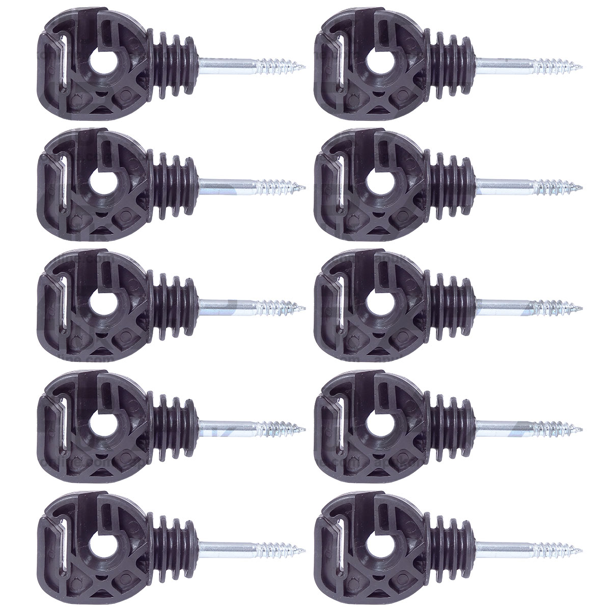10 x  Electric Fence Screw Multi Purpose Insulators Ring 20 Tape Wire Rope Poly