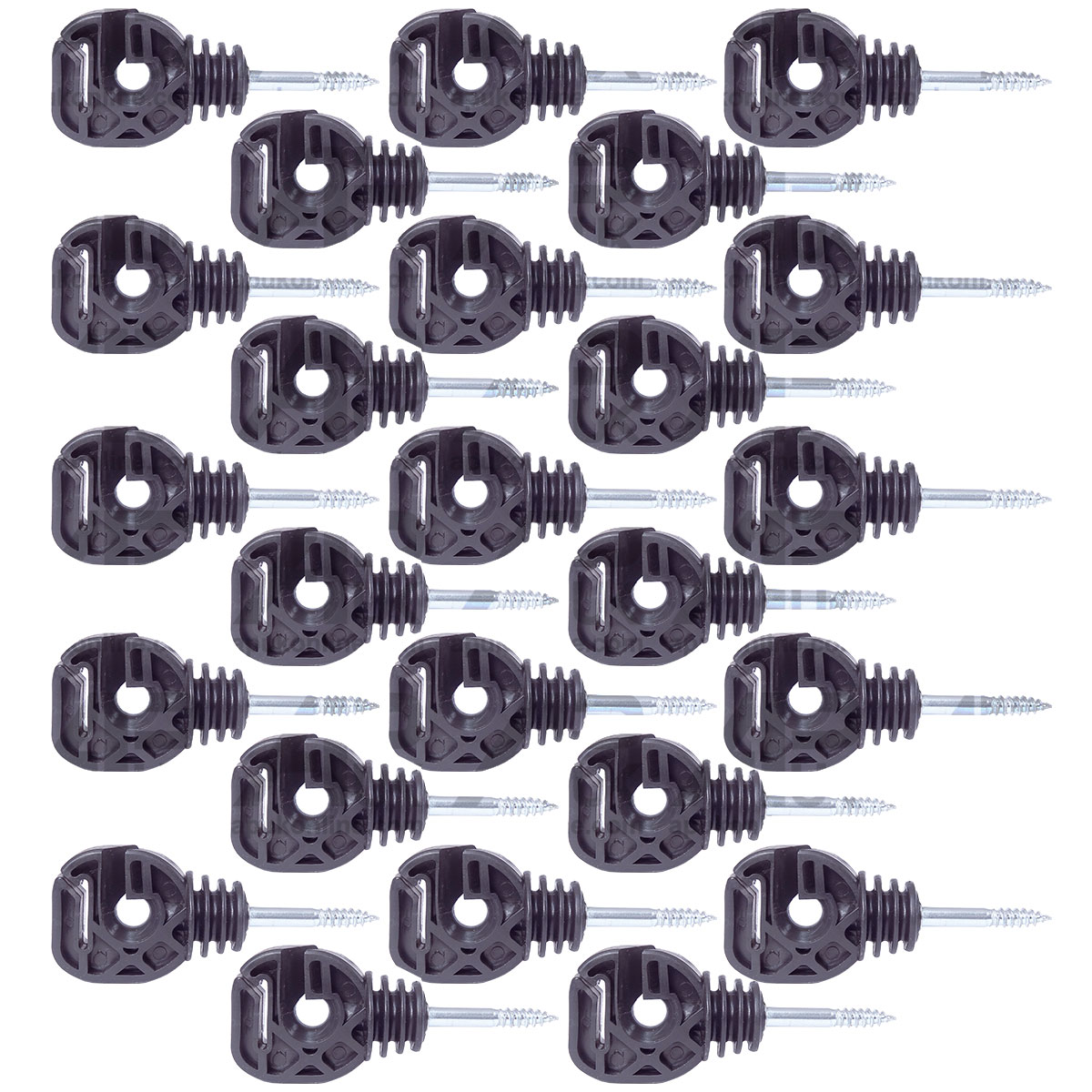 25 x  Electric Fence Screw Multi Purpose Insulators Ring 20 Tape Wire Rope Poly