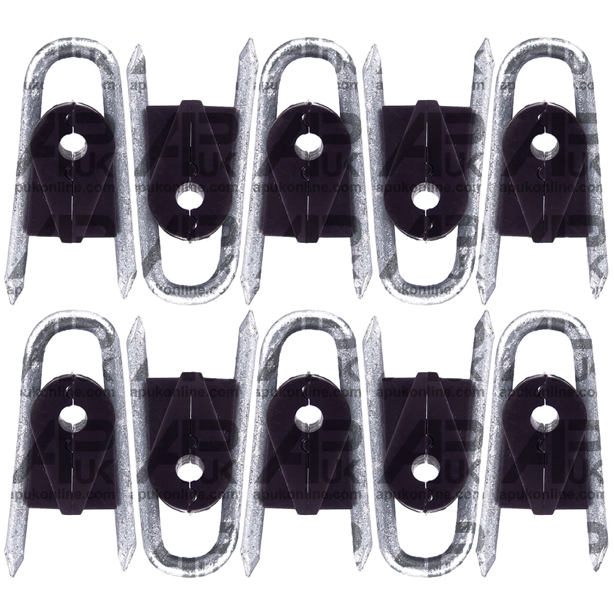 10x Electric Fence Staple on Insulators Poly Wire Rope tape Wood Post Galvanised