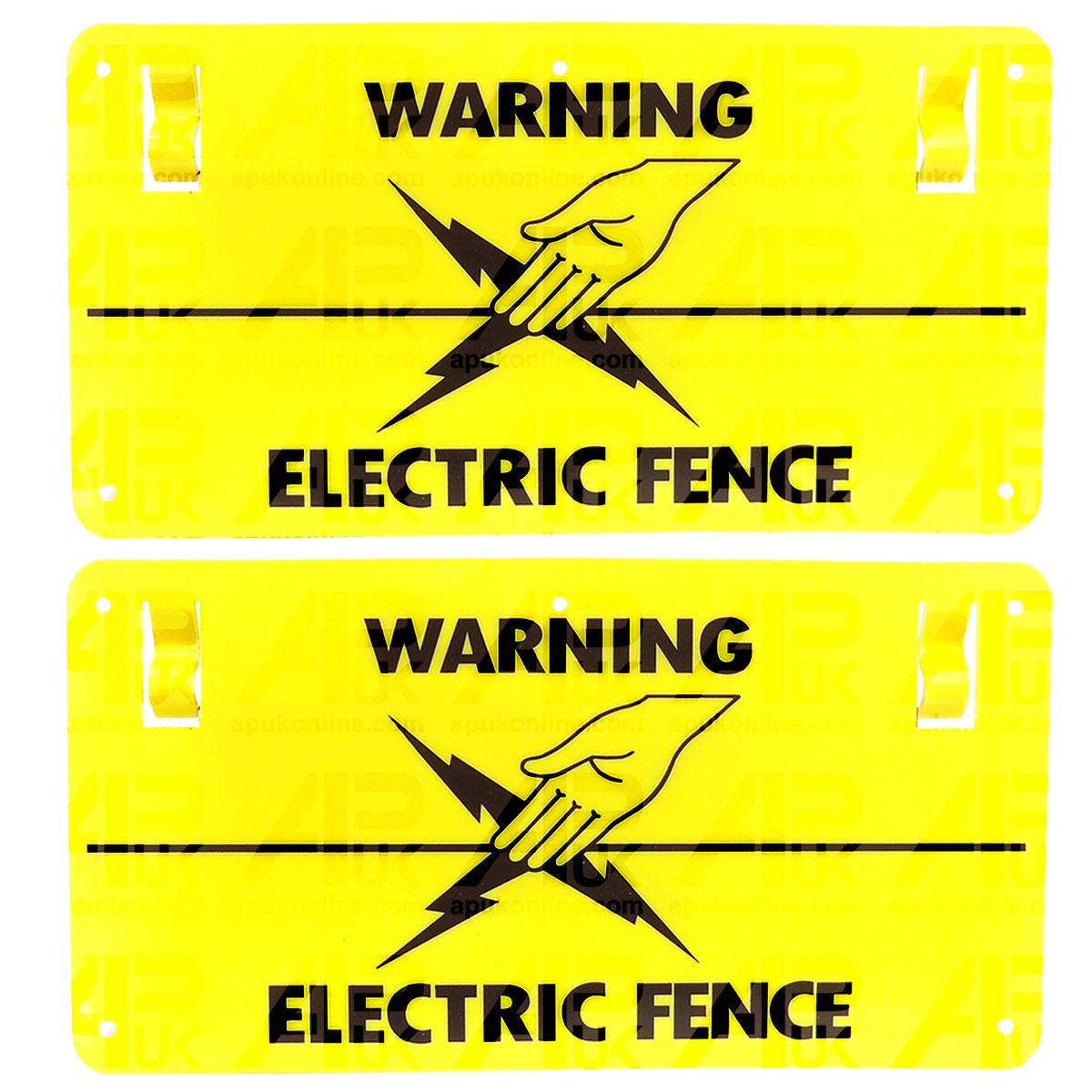 2x Electric Fence Warning Plastic Sign Double Sided Poly Wire tape Screw Fixing