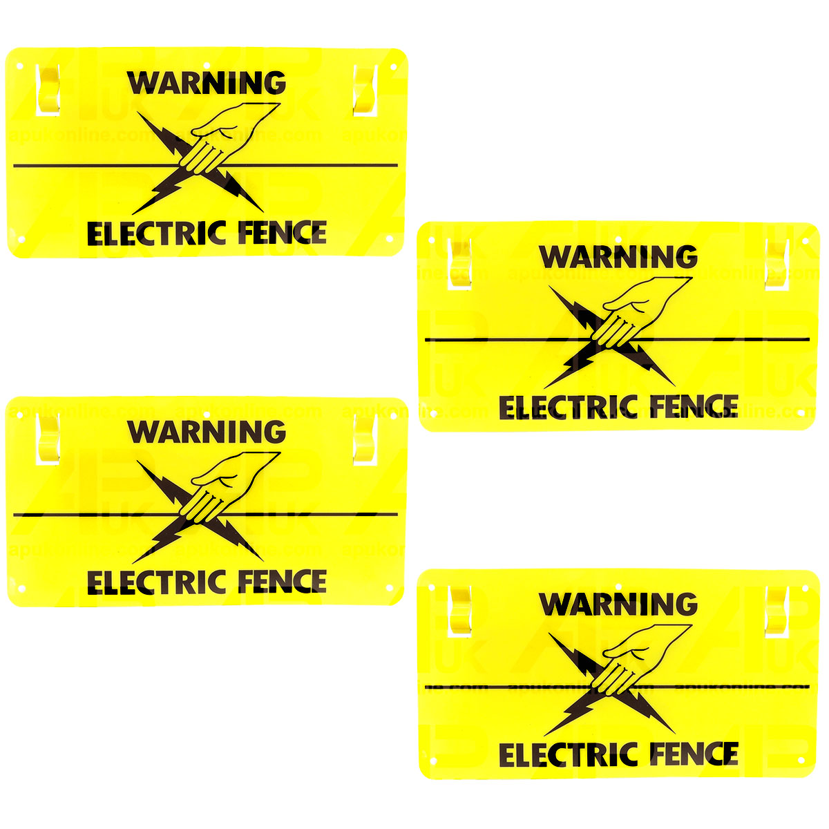4x Electric Fence Warning Plastic Sign Double Sided Poly Wire tape Screw Fixing