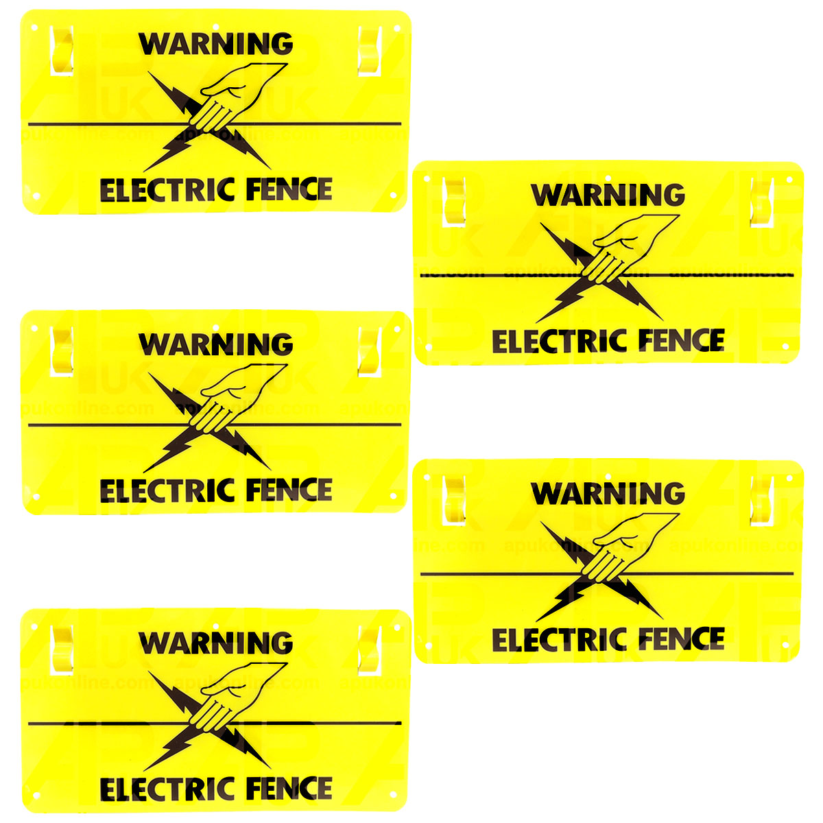 5x Electric Fence Warning Plastic Sign Double Sided Poly Wire tape Screw Fixing