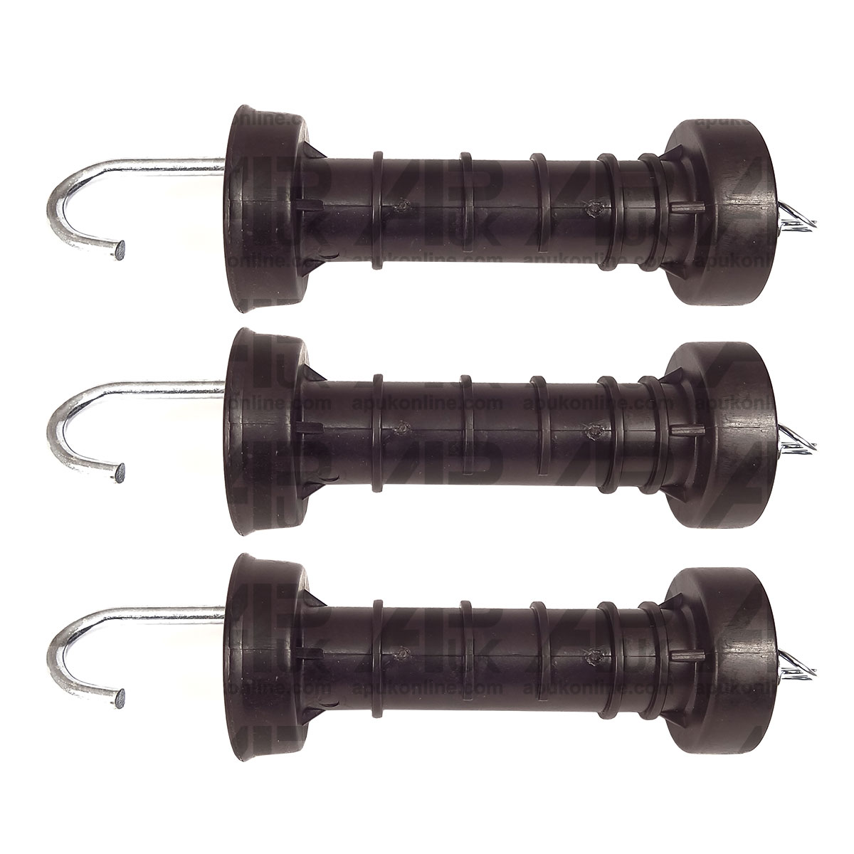 3x Heavy Duty Electric Fence Arch Hook Gate Handle &amp; Spring Inside Insulator