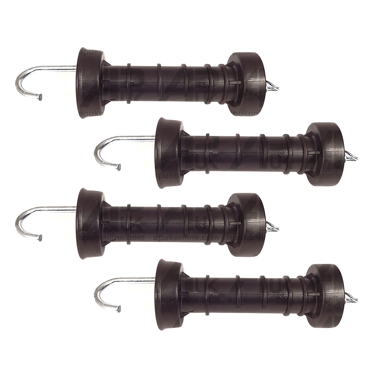 4x Heavy Duty Electric Fence Arch Hook Gate Handle &amp; Spring Inside Insulator