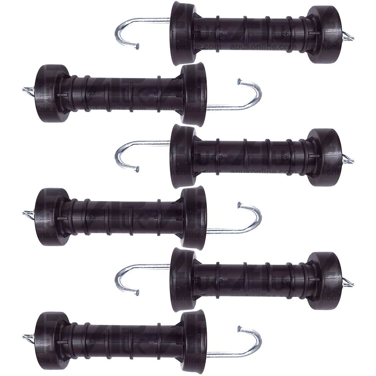 6x Heavy Duty Electric Fence Arch Hook Gate Handle &amp; Spring Inside Insulator