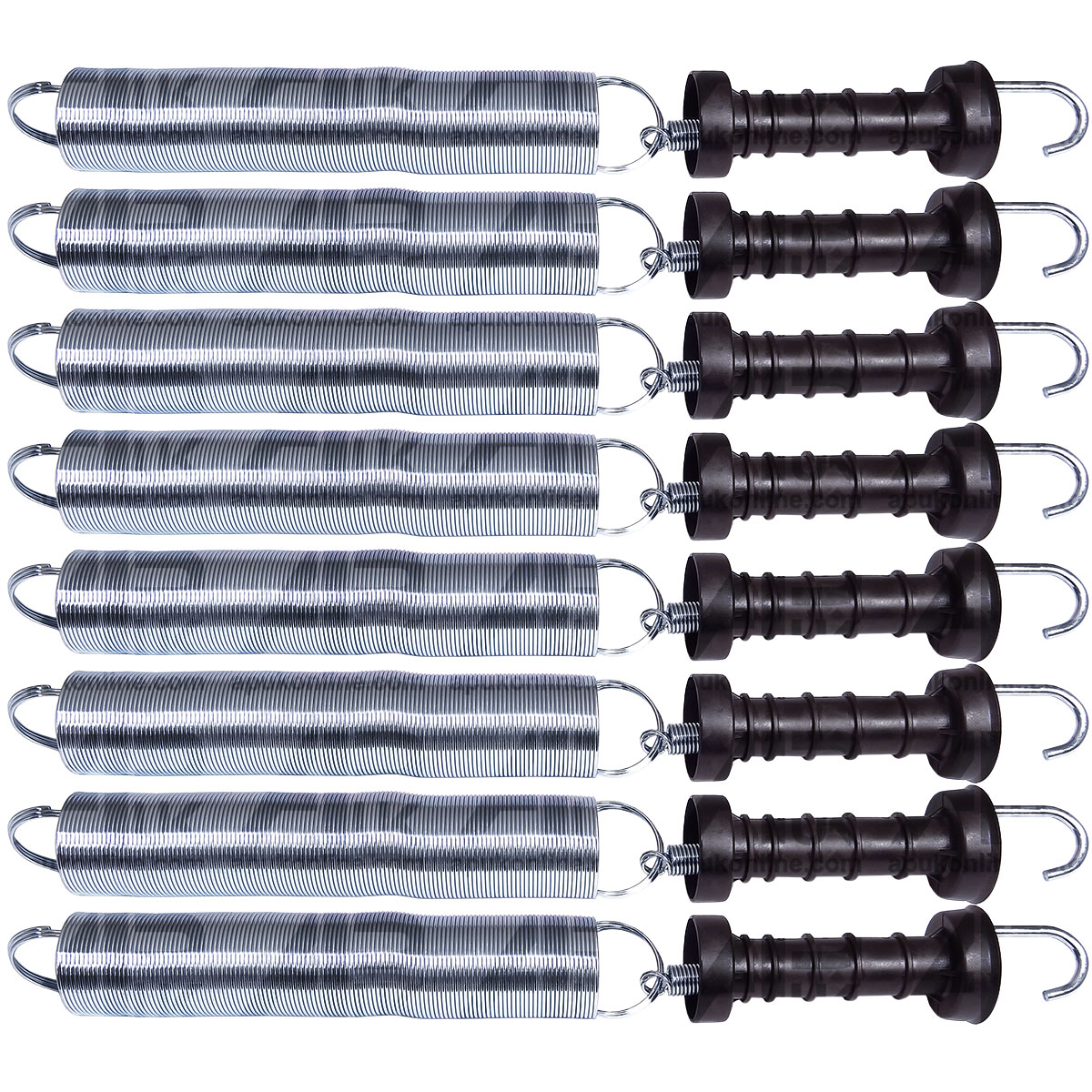 8x Heavy Duty Electric Fence Gate Handle with 5m Spring Poly Insulator Kit NEW