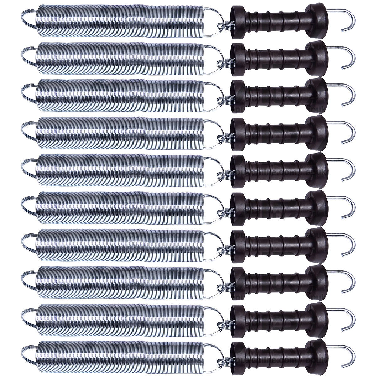 10 x Heavy Duty Electric Fence Gate Handle with 5m Spring Poly Insulator Kit NEW
