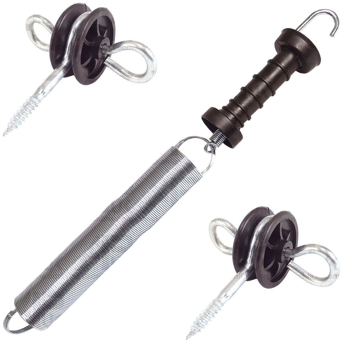 1x Electric Fence Spring Gate Kit 5m Set Handle Insulators Anchor Screw Fencing