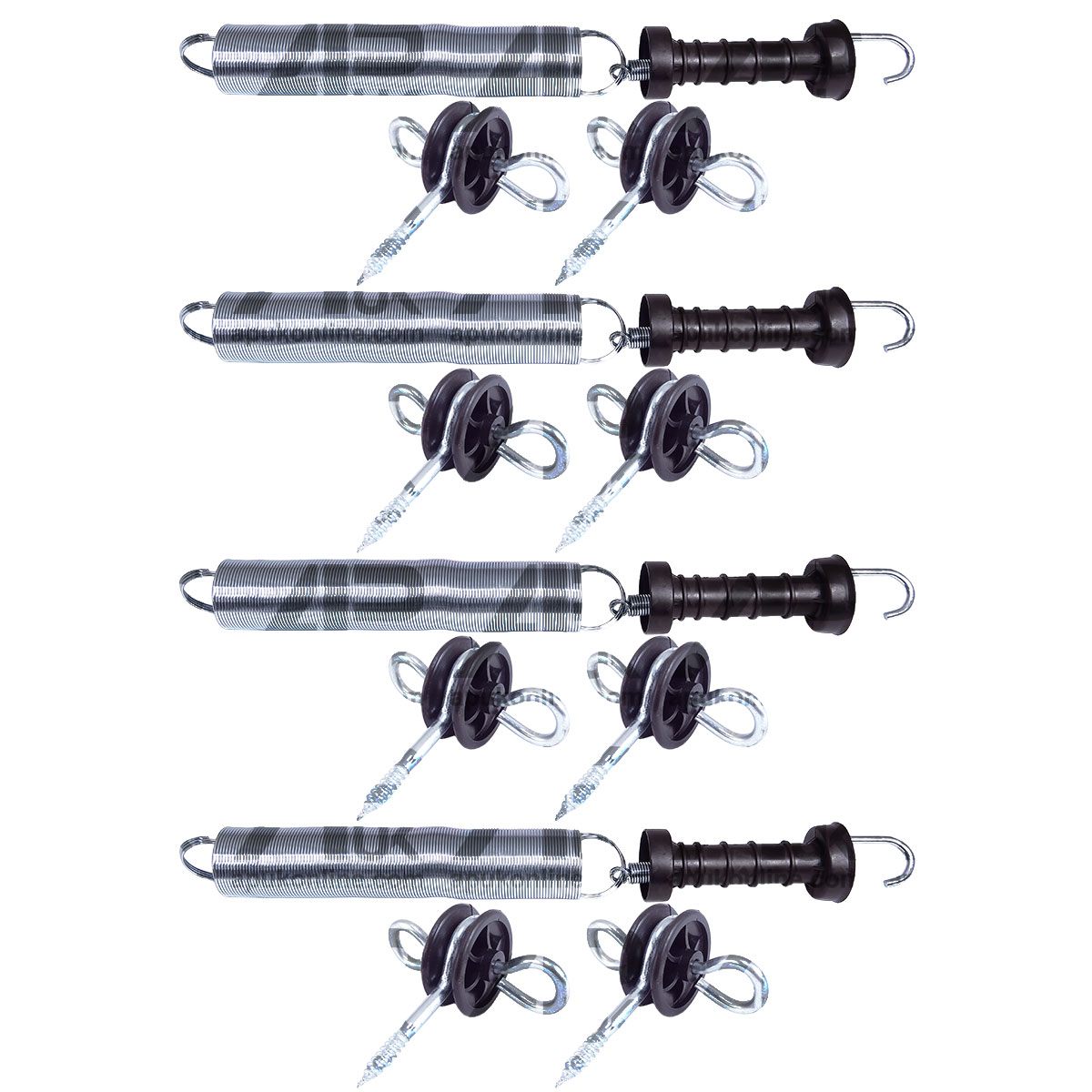 4x Electric Fence Spring Gate Kit 5m Set Handle Insulators Anchor Screw Fencing
