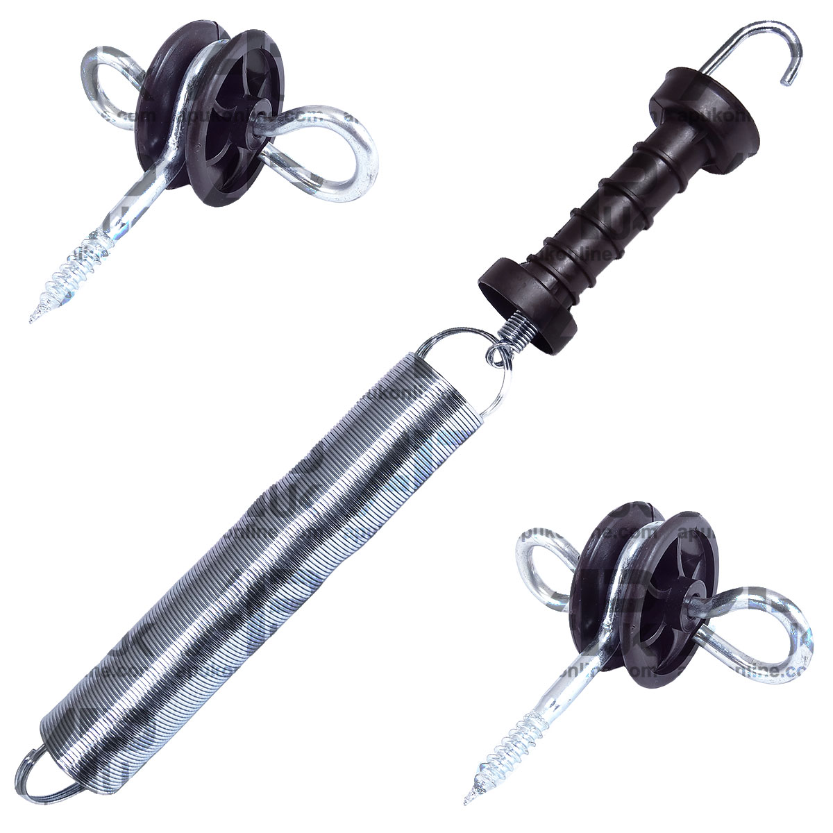 10 x Electric Fence Spring Gate Kit 5m Set Handle Insulators Anchor Screw Hook