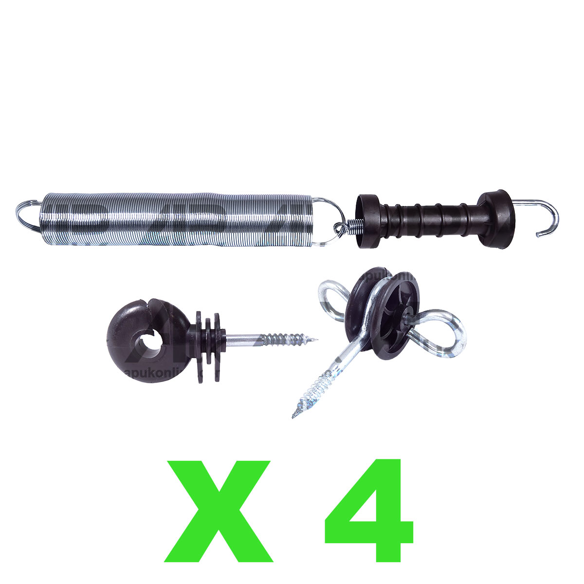 4x Electric Fence Spring Gate Kit 5m Handle Insulator Screw Poly Fencing Heavy