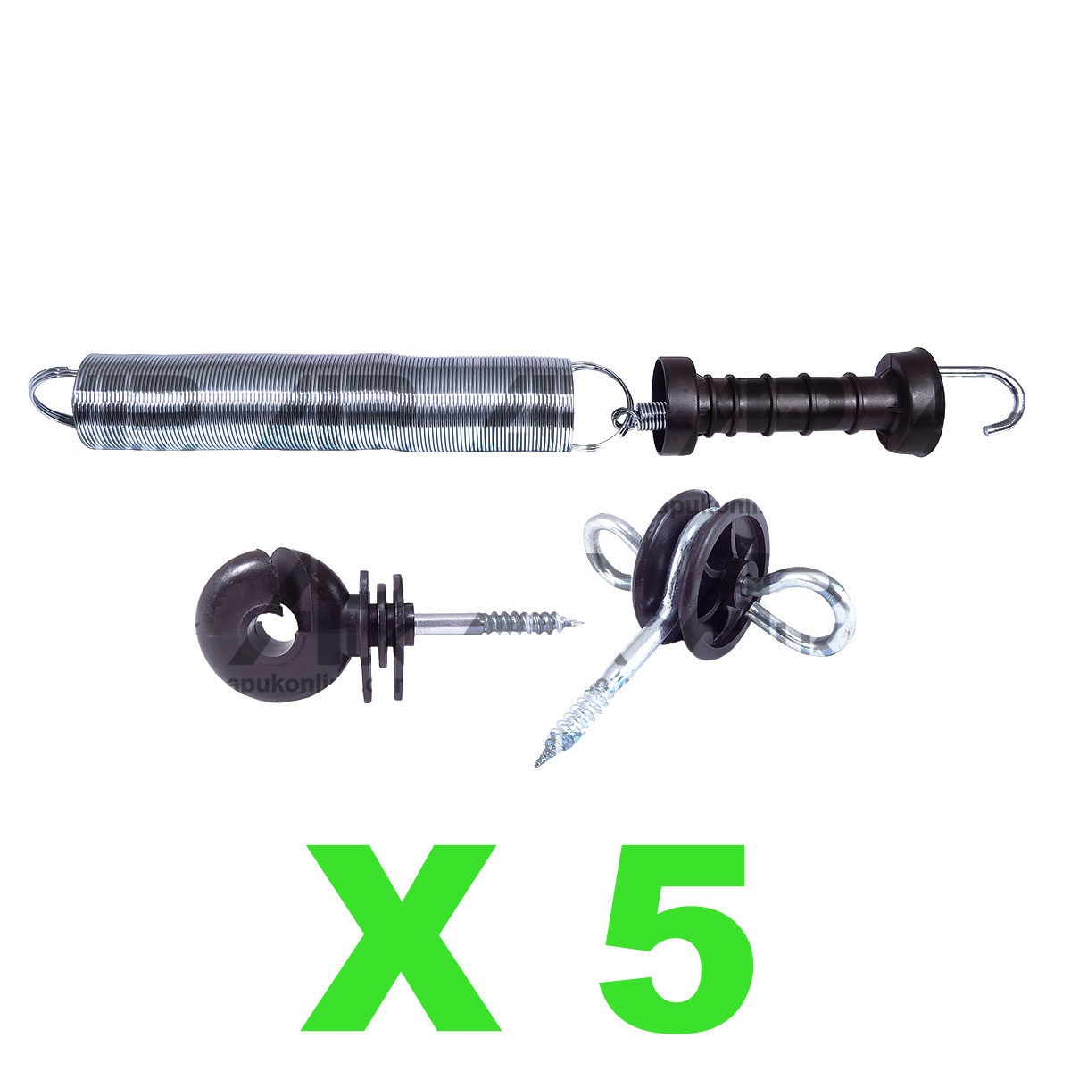 5x Electric Fence Spring Gate Kit 5m Handle Insulator Screw Poly Fencing Heavy