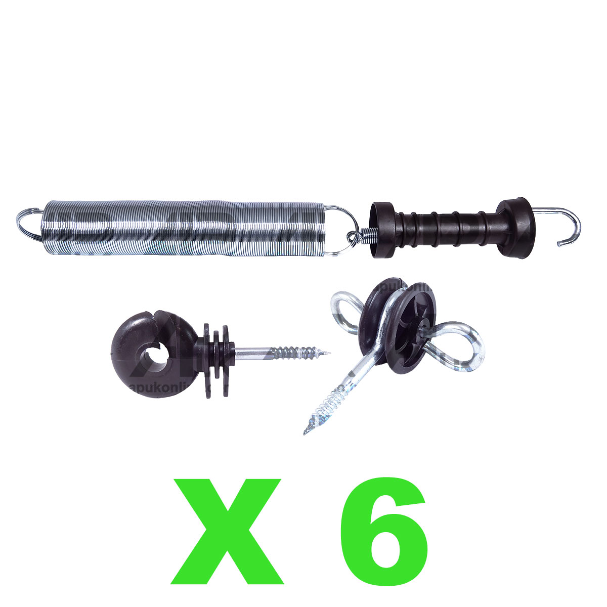 6x Electric Fence Spring Gate Kit 5m Handle Insulator Screw Poly Fencing Heavy