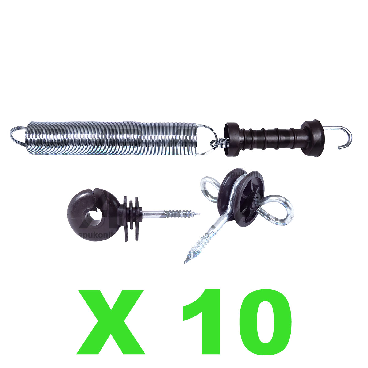 10 x Electric Fence Spring Gate Kit 5m Handle Insulator Screw Poly Fencing Heavy
