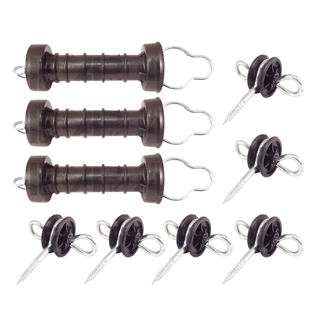 3x Electric Fence Loop Gate Handle and 6x Anchor Insulators Kit Heavy Duty NEW