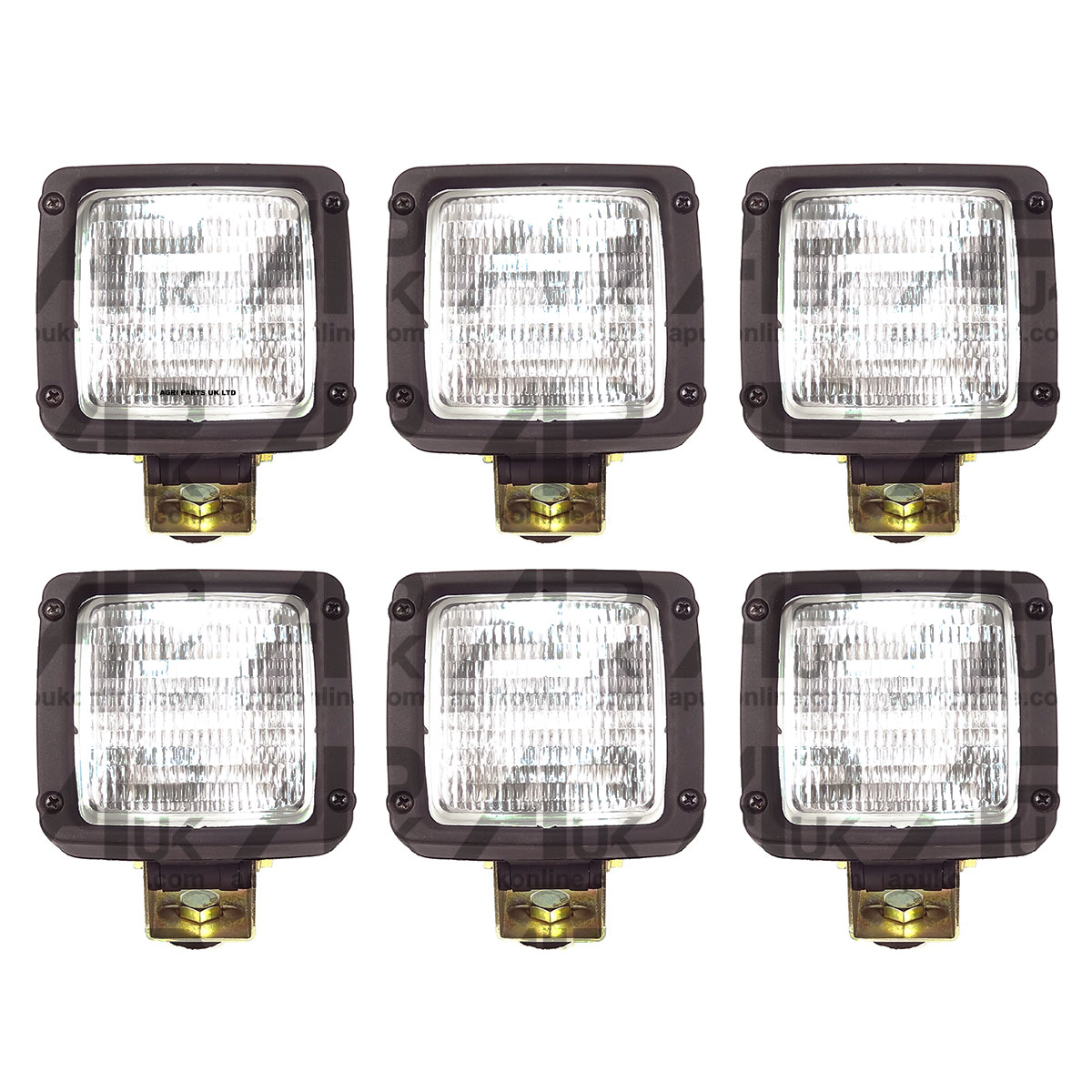 6x Work Lights Square Frosted 12V Working Lamp for JCB 3CX Mini Digger Inc Bulb