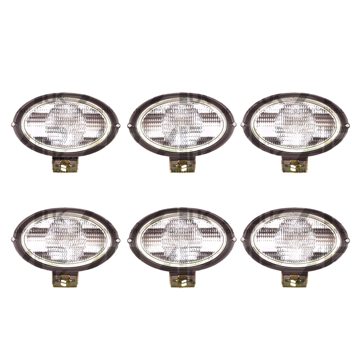 6x Work Lights Oval 12V Working Lamps Digger Spot Fog &amp; Bulb for JCB 3CX 4CX