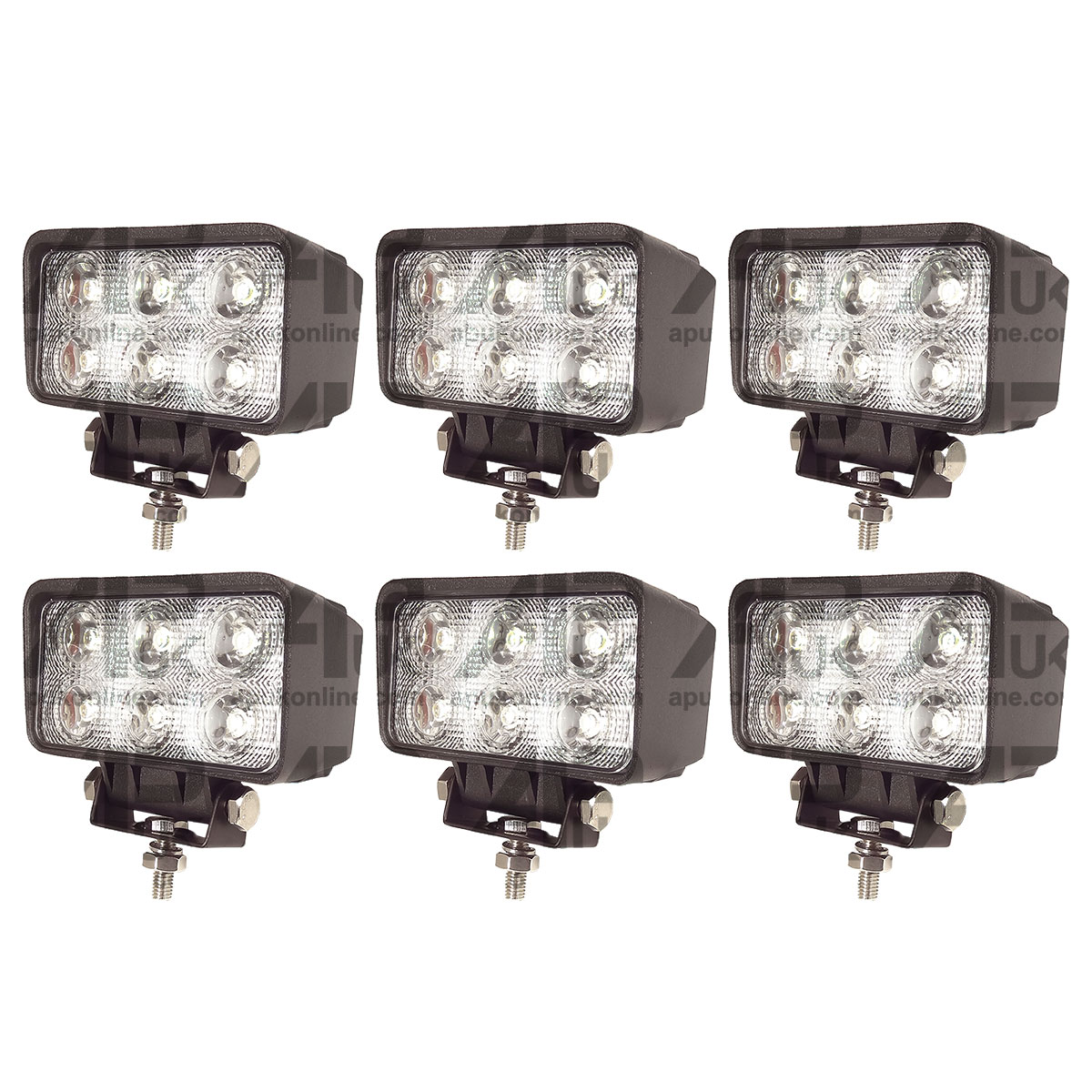 6x 18W Rectangle LED Work Light Lamp Flood Beam Car Truck Boat ATV Quad 12-24V