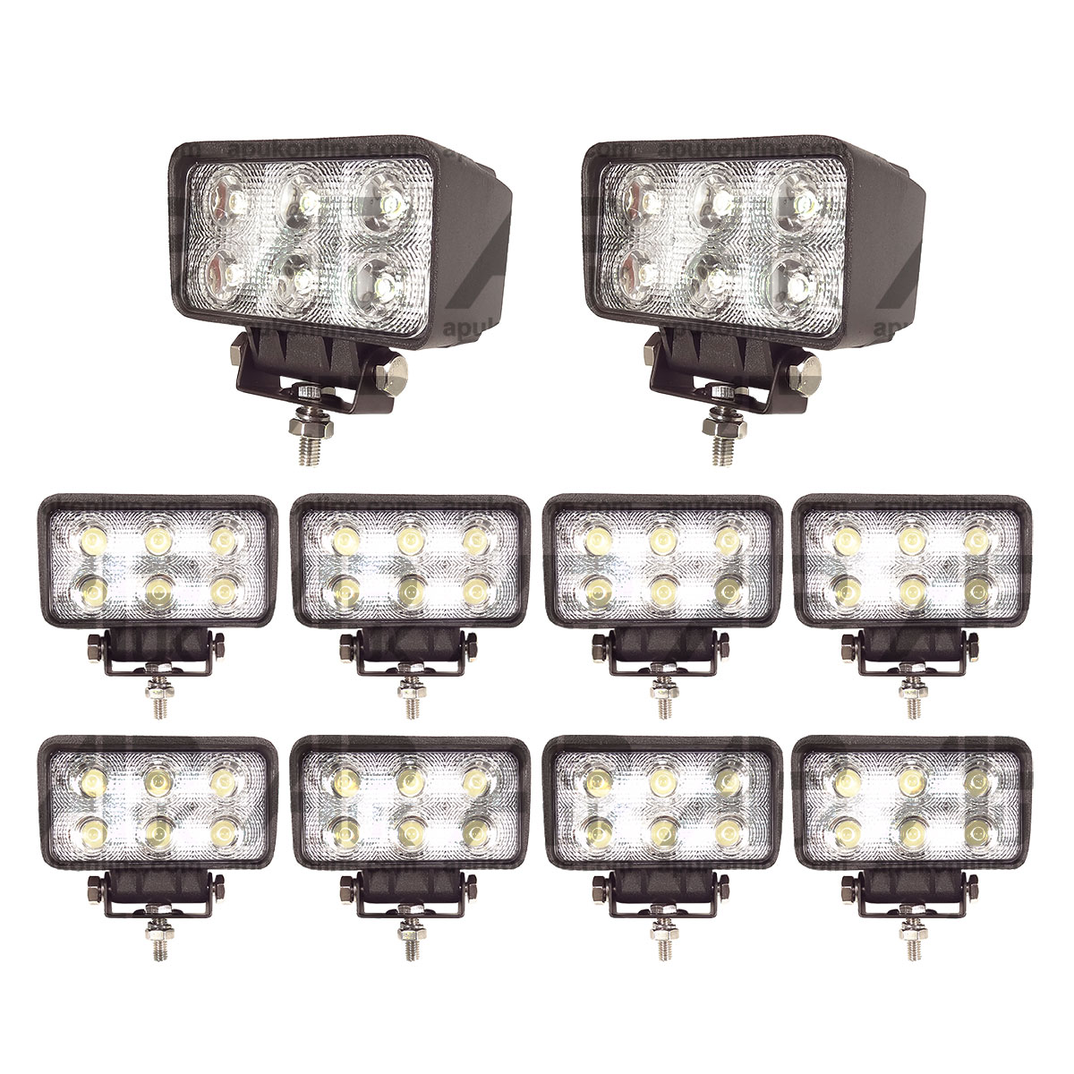 10 X 18W Rectangle LED Work Light Lamp Flood Beam Car Truck Boat ATV Quad 12-24V