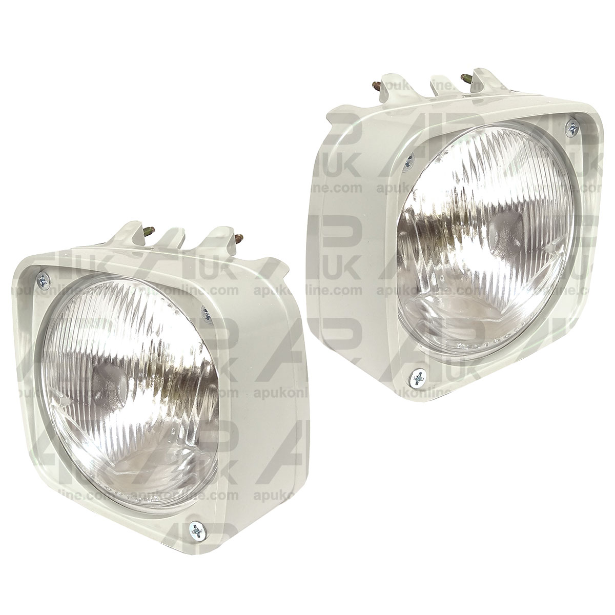 Pair 12V Headlight Lamps with Cowls for Ford 2910 3610 3910 4110 4610 Tractor