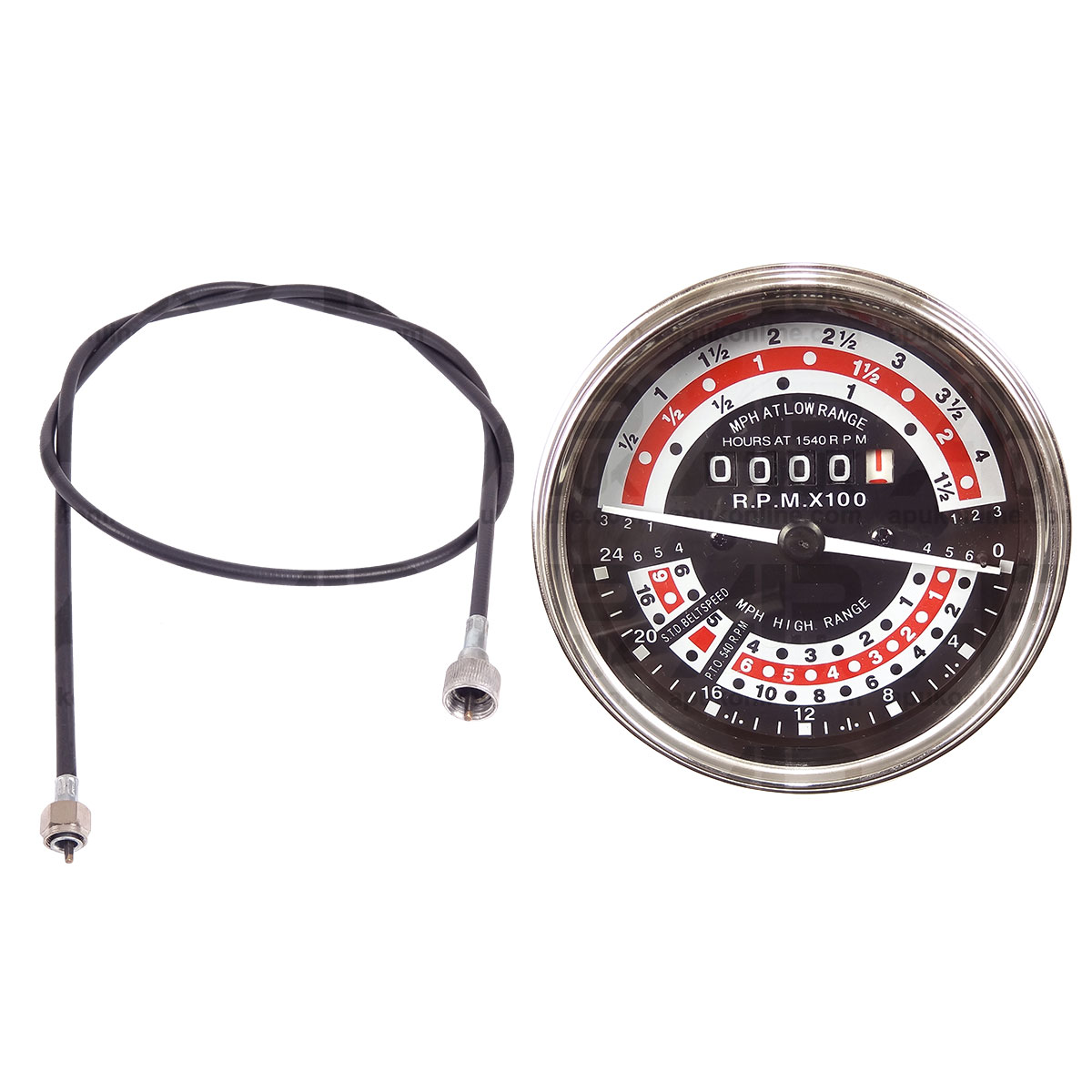 Rev Tachometer 6 Speed MPH &amp; Tacho Cable for Massey Ferguson 165 175 185 Tractor