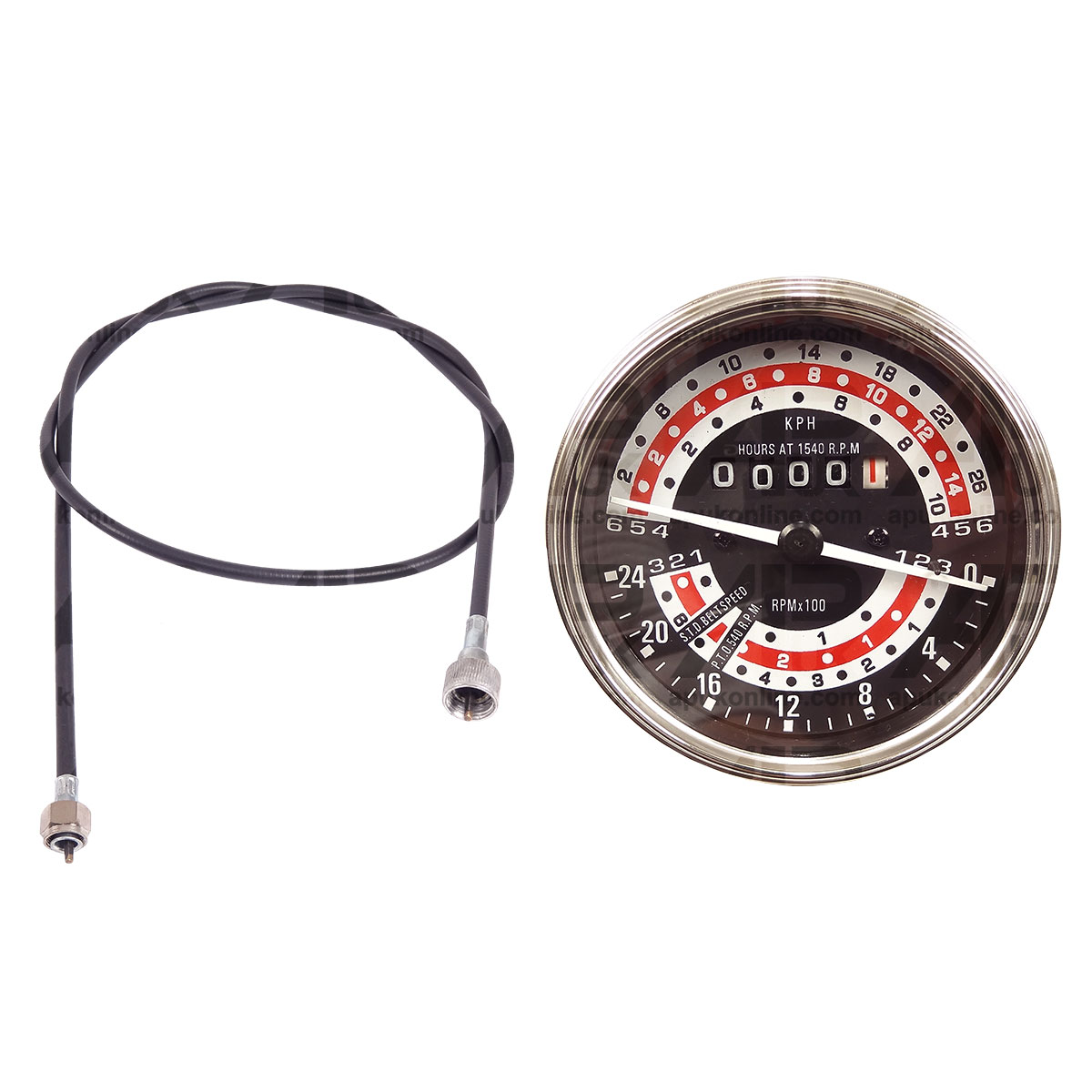 Rev Tachometer 6 Speed KPH &amp; Tacho Cable for Massey Ferguson 165 175 185 Tractor